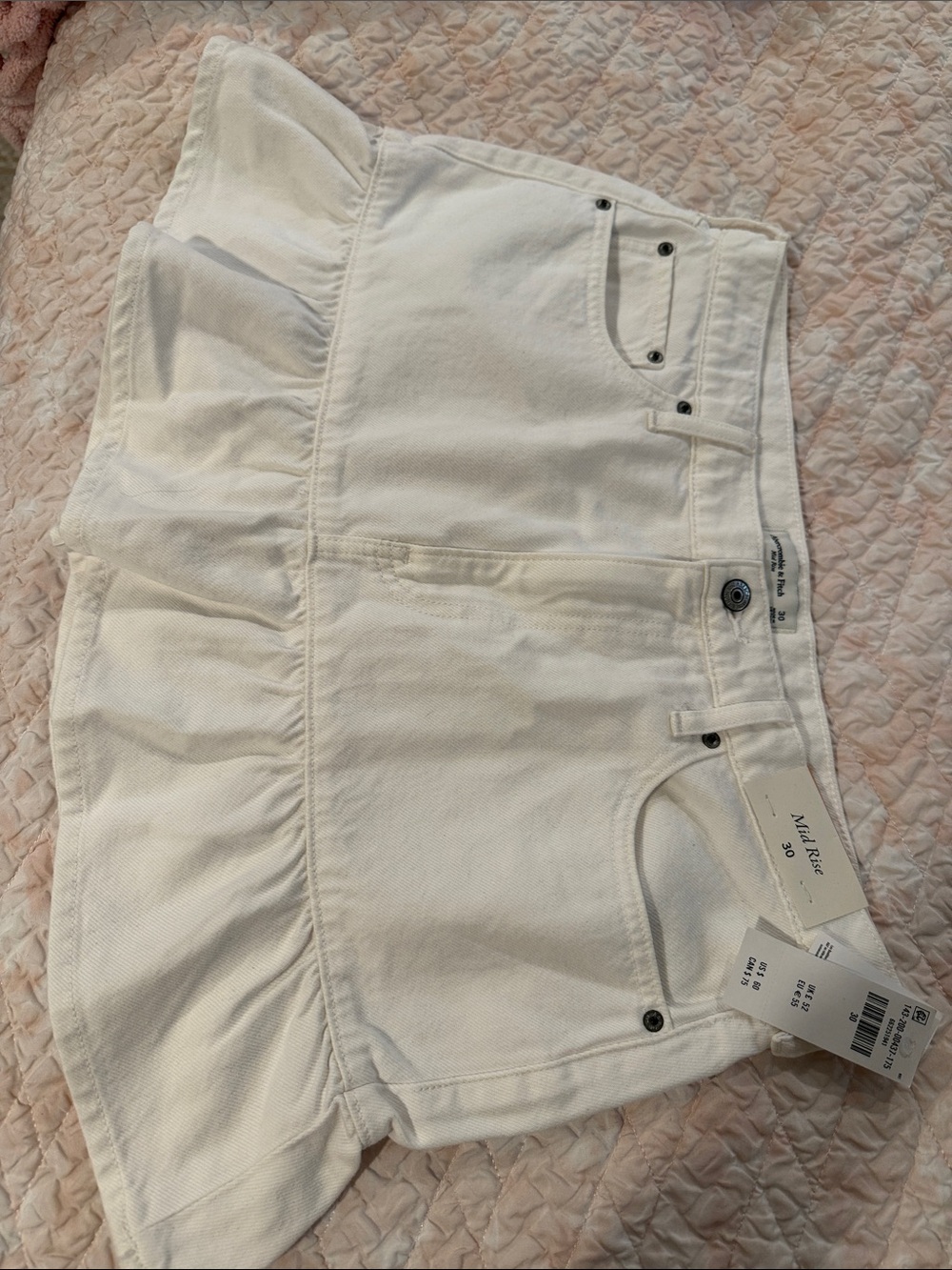 Abercrombie & Fitch White Ruffled Mini Skirt